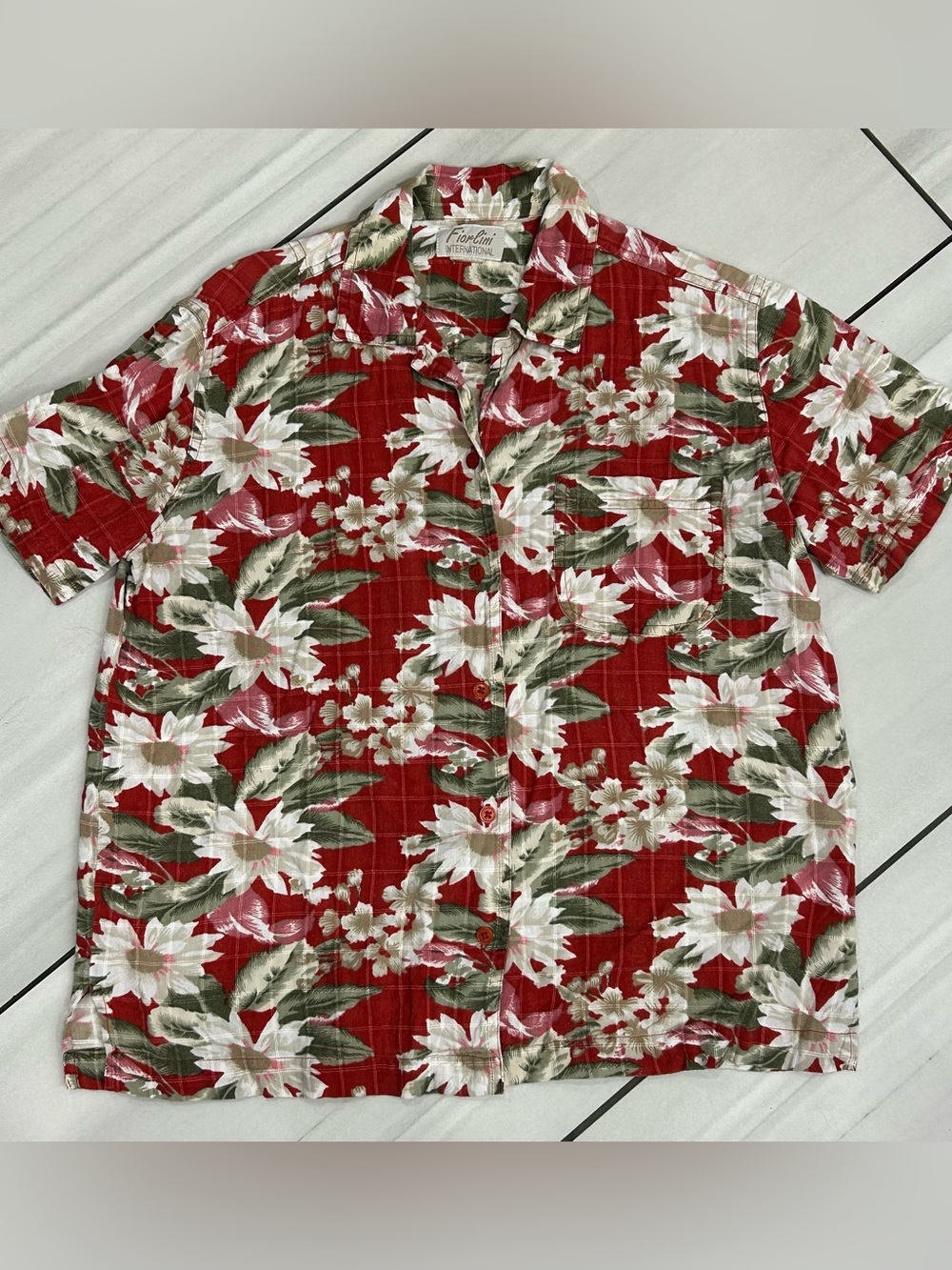 Fiorlini International Womens Top Blose Button Front Short Sleeves Floral Size S